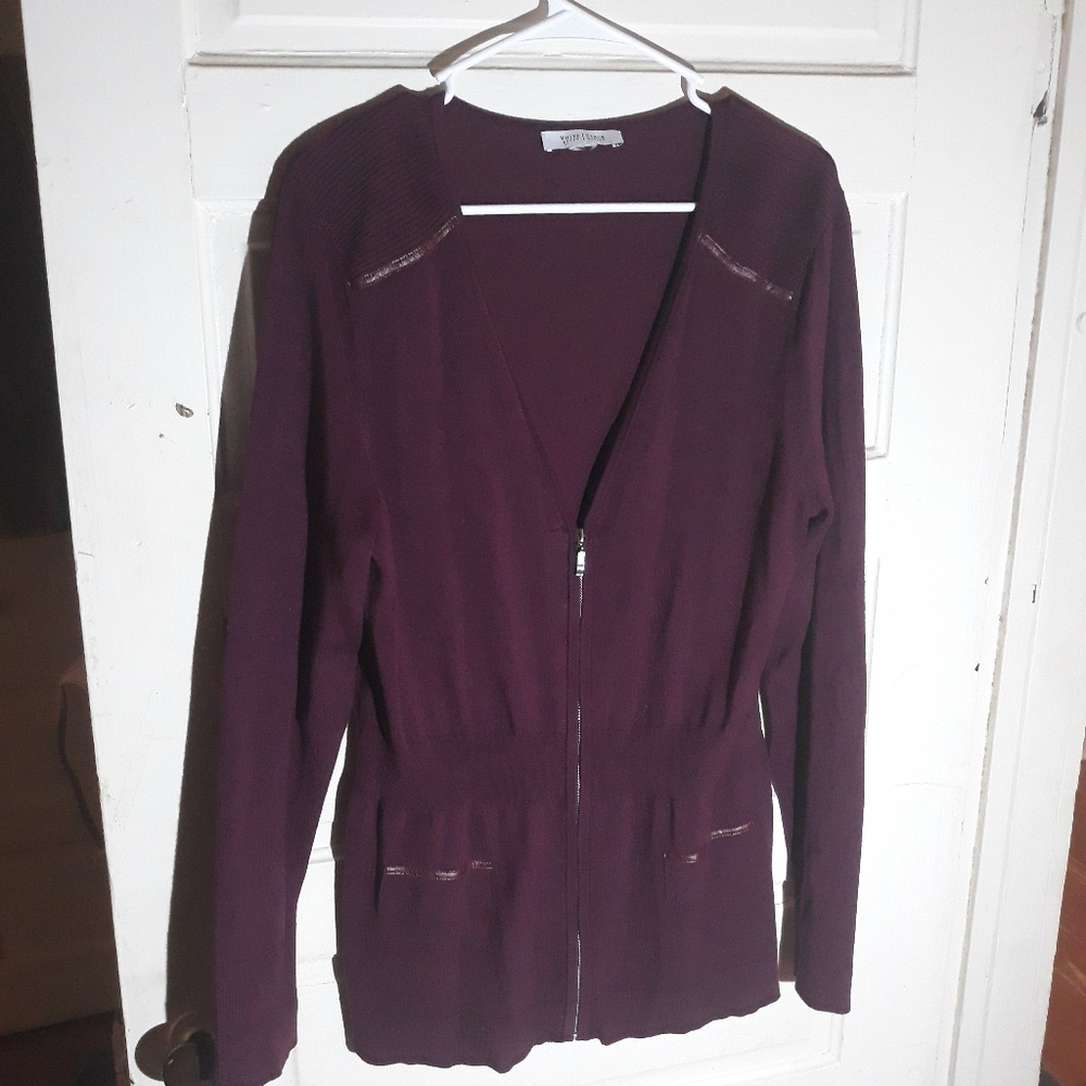 WHBM Zip Cardigan with Cinched Waistband